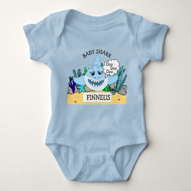 Personalisiertes Baby Shark Baby Baby Strampler (Vorderseite)