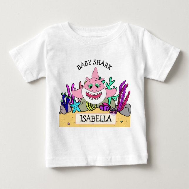 Personalisiertes Baby Shark Baby Baby T-shirt (Vorderseite)