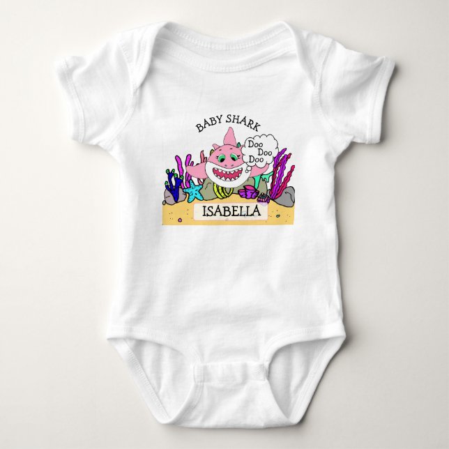 Personalisiertes Baby Shark Baby Strampler (Vorderseite)