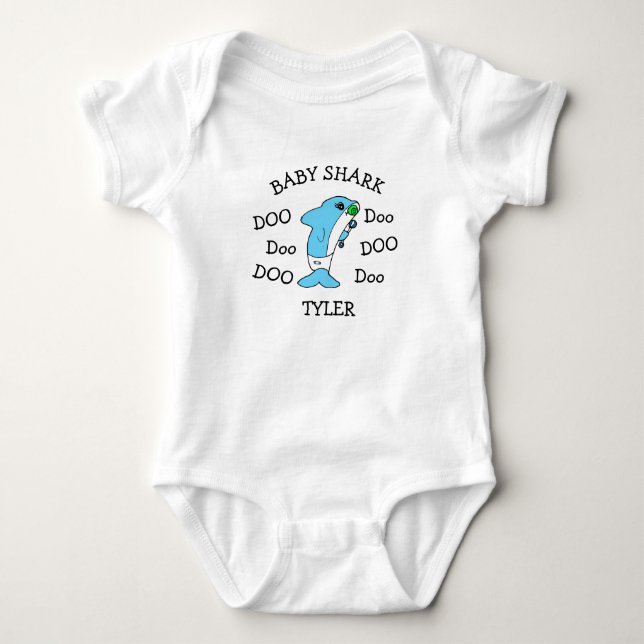 Personalisiertes Baby Shark Baby Strampler (Vorderseite)