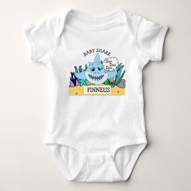 Personalisiertes Baby Shark Baby Strampler (Vorderseite)