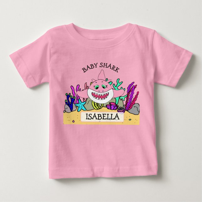 Personalisiertes Baby Shark Baby T-shirt (Vorderseite)