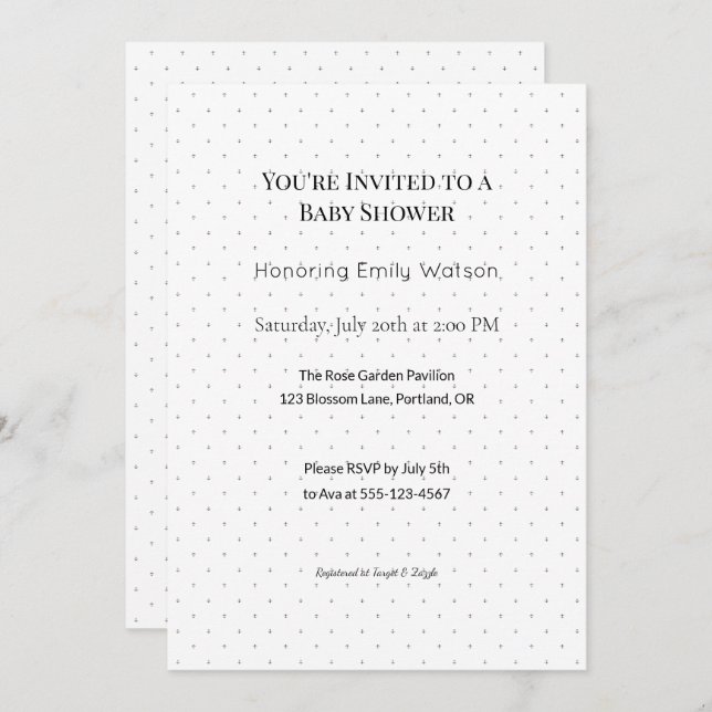 Personalisiertes Baby Sprinkle oder Duschdesign Einladung (Vorne/Hinten)