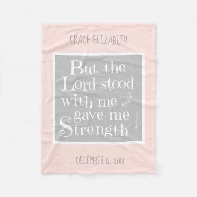 Personalisiertes Baby, Verse aus Timothy, rosa/gra Fleecedecke (Vorderseite)