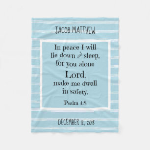 Personalisiertes Baby, w Nachtgebet (Psalm 4:8) Fleecedecke