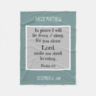 Personalisiertes Baby, w Nachtgebet (Psalm 4:8) Fleecedecke