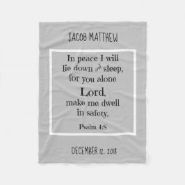 Personalisiertes Baby, w Nachtgebet (Psalm 4:8) Fleecedecke