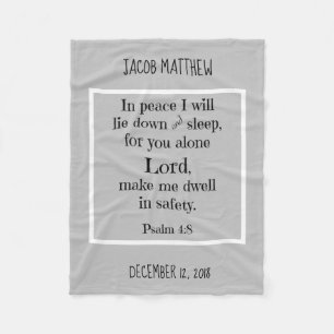 Personalisiertes Baby, w Nachtgebet (Psalm 4:8) Fleecedecke