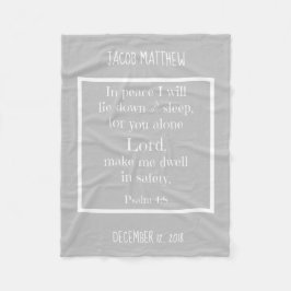 Personalisiertes Baby, w Nachtgebet (Psalm 4:8) Fleecedecke