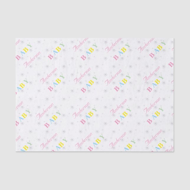 Personalisiertes Babyduschpapier Seidenpapier (Vorderseite)