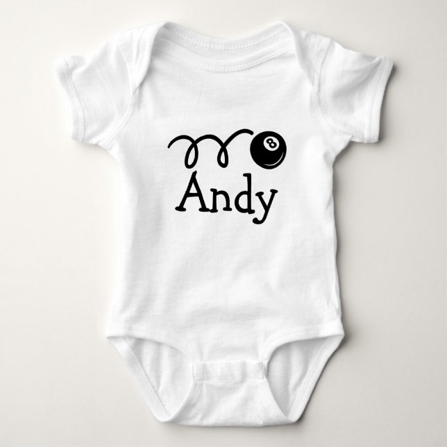 Personalisiertes Babyoutfit mit Pool acht Ball Baby Strampler (Vorderseite)