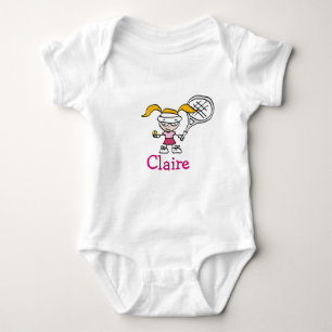Personalisiertes Babyoutfit mit Tennismädchen Cart Baby Strampler