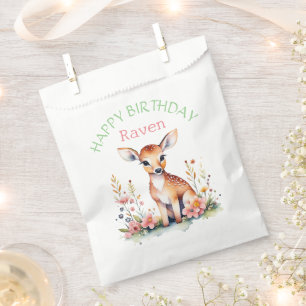 Personalisiertes Babyreh in Blumen Mädchen-Geburts Geschenktütchen