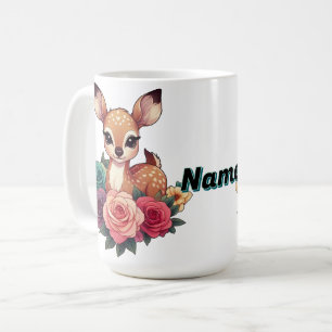 Personalisiertes Babyreh mit Rosen Waldflora Kaffeetasse