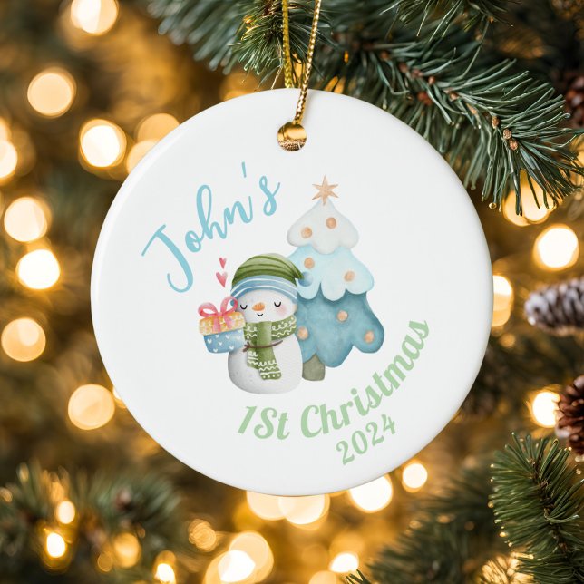 Personalisiertes Baby's 1. Weihnachten mit Foto Keramik Ornament (Von Creator hochgeladen)