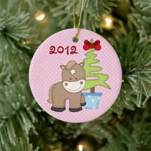 Personalisiertes Baby's 1. Weihnachtshorse Ornamen Keramik Ornament