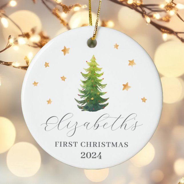 Personalisiertes Baby's erstes Weihnachtsbaum Keramik Ornament (Von Creator hochgeladen)