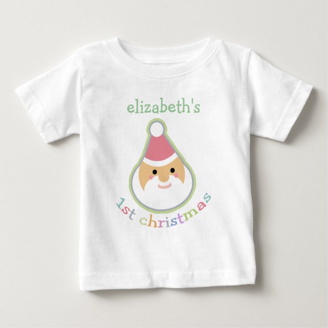 Personalisiertes Baby's First Christmas Baby T-shirt (Vorderseite)