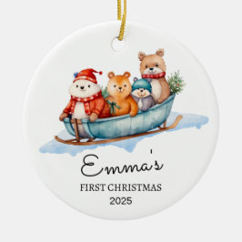 Personalisiertes Baby's First Christmas, Bärengesc Keramik Ornament