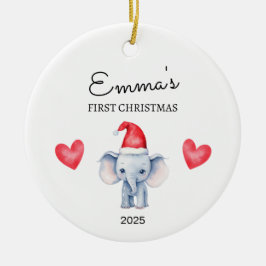 Personalisiertes Baby's First Christmas, Elefanten Keramik Ornament