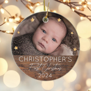 Personalisiertes Baby's First Christmas Foto Keramik Ornament