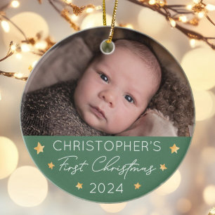 Personalisiertes Baby's First Christmas Foto Keramik Ornament