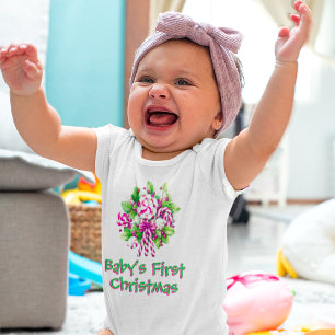 Personalisiertes Baby's First Christmas Holiday Baby Strampler