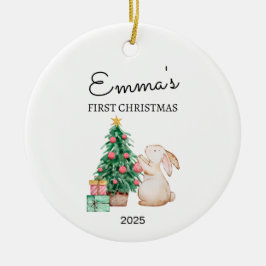 Personalisiertes Baby's First Christmas, Kaninchen Keramik Ornament