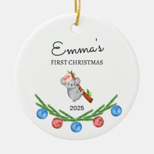Personalisiertes Baby's First Christmas, Koala Ges Keramik Ornament