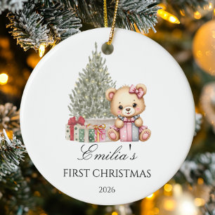 Personalisiertes Baby's First Christmas Teddy Bär Keramik Ornament