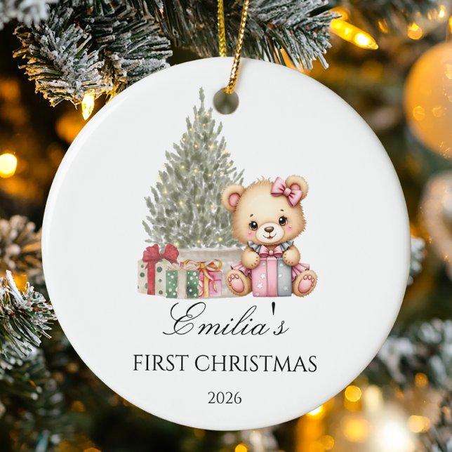 Personalisiertes Baby's First Christmas Teddy Bär Keramik Ornament (Von Creator hochgeladen)