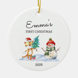 Personalisiertes Baby's First Christmas, Tiger Ges Keramik Ornament