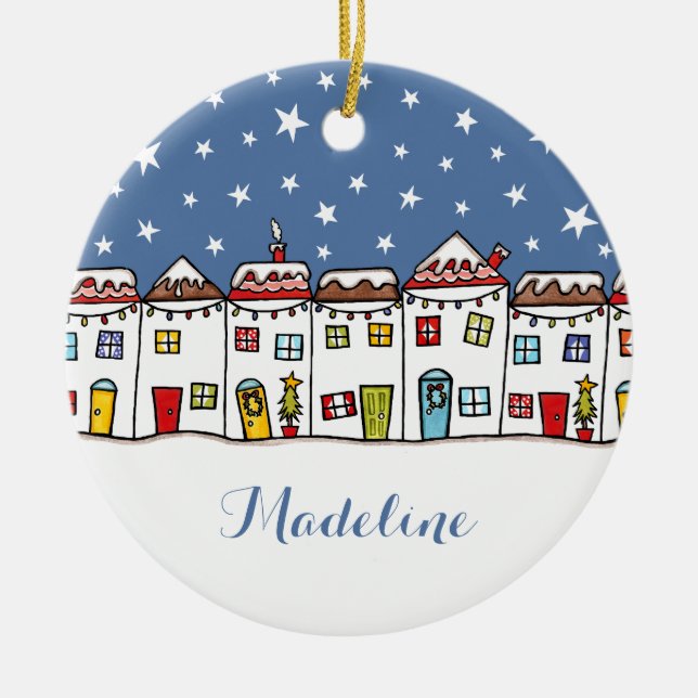 Personalisiertes Baby's First Christmas Tree Keramik Ornament (Vorne)