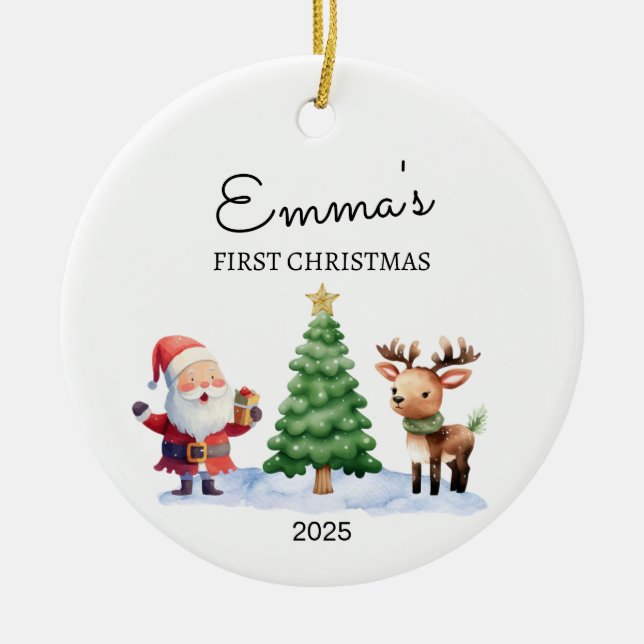 Personalisiertes Baby's First Christmas, Weihnacht Keramik Ornament (Vorne)