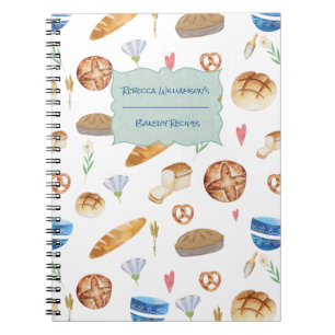 Personalisiertes Backbuch mit Bäckerei-Muster   Notizblock