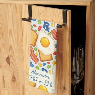 Personalisiertes Bacon & Eggs Pharmacy RX Geschirrtuch