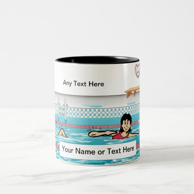 Personalisiertes Baden - Cartoon Zweifarbige Tasse (Mittel)