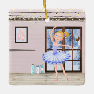Personalisiertes Ballerina Tanzstudio Wintermonat Keramikornament