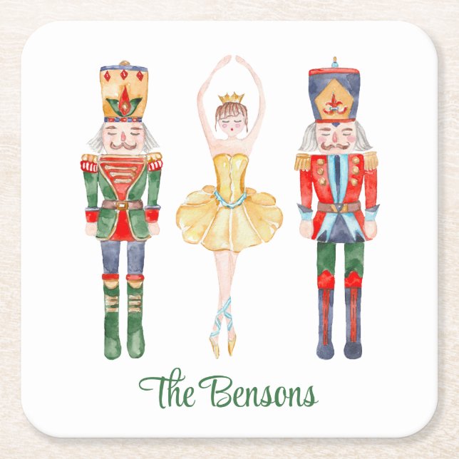 Personalisiertes Ballet für Aquarellnährungsmittel Rechteckiger Pappuntersetzer (Vorderseite)