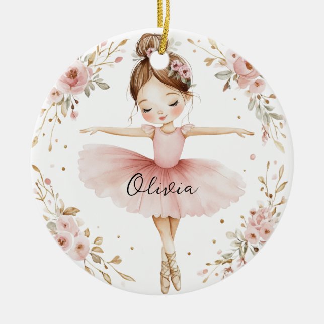 Personalisiertes Ballettmädchen Keramik Ornament (Vorne)