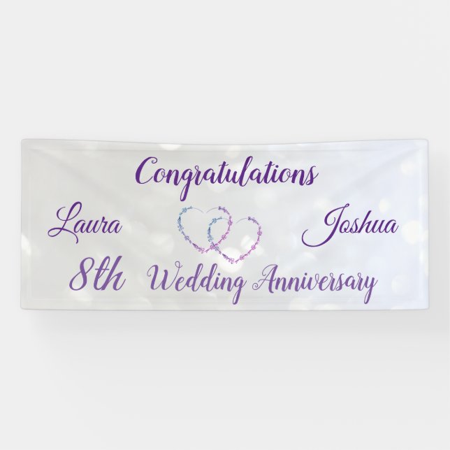 Personalisiertes Banner zum 8. Hochzeitstag (Horizontal)