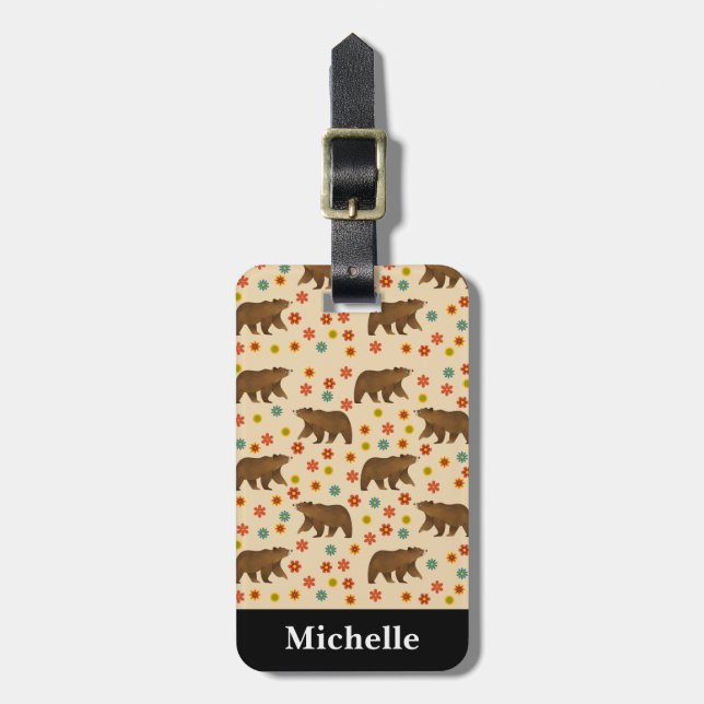 Personalisiertes Bärenmuster Gepäckanhänger (Vorderseite vertikal)