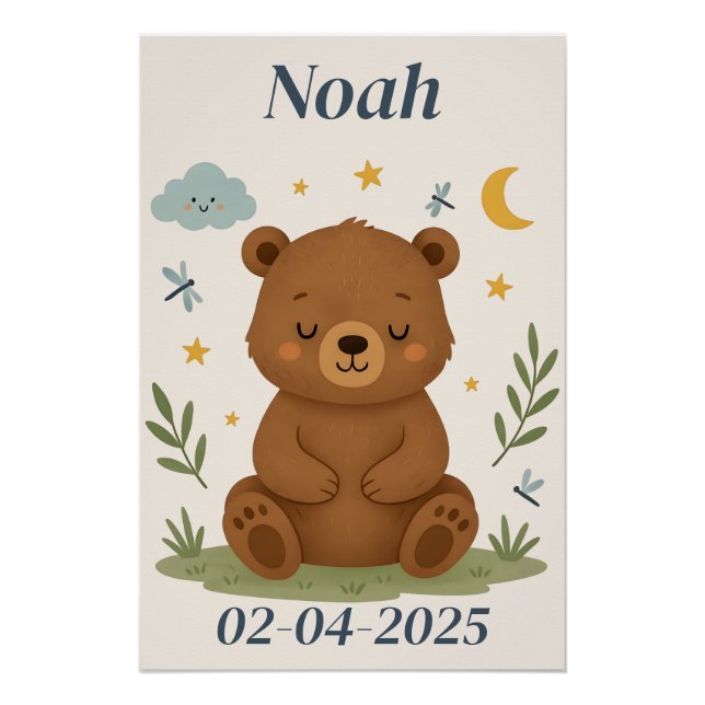 Personalisiertes Bärenposter für Kinder Poster (Vorderseite)