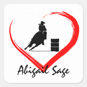 Personalisiertes Barrel Racing Cowgirl, Horn im He Quadratischer Aufkleber