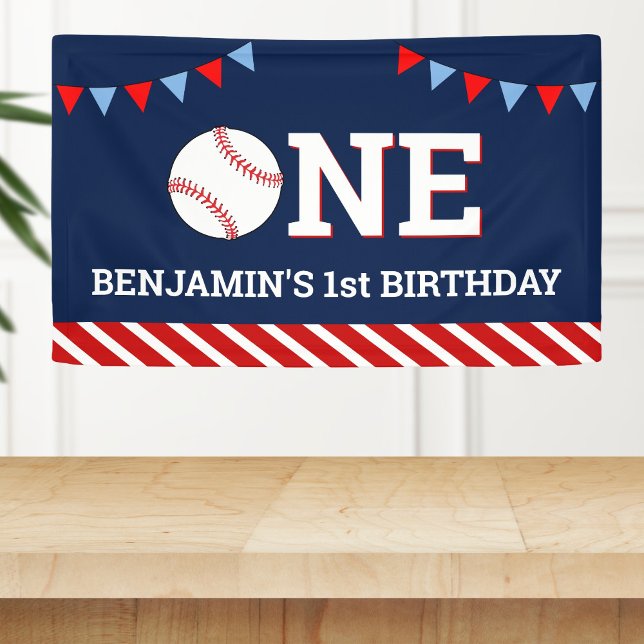 Personalisiertes Baseball 1. Geburtstag Party Banner (Von Creator hochgeladen)