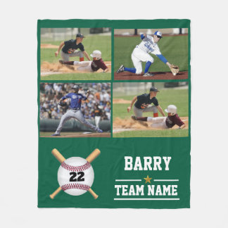 Personalisiertes Baseball-4-Fotocollage-Team Fleecedecke