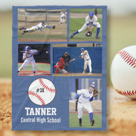 Personalisiertes Baseball 5-Fotocollage-Team # Fleecedecke