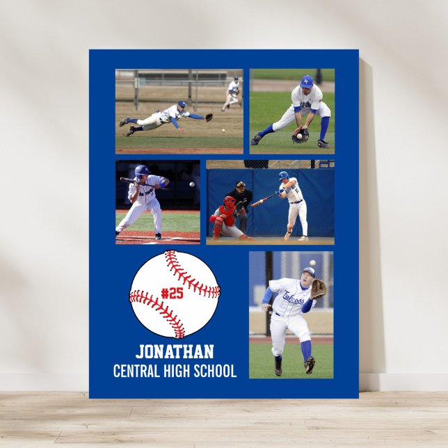 Personalisiertes Baseball 5-Fotocollage-Team # Poster (Von Creator hochgeladen)