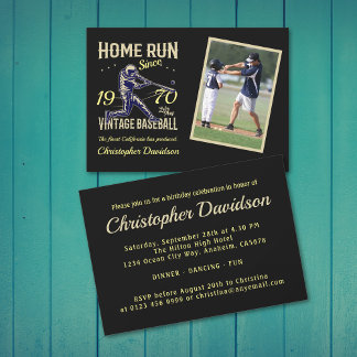 Personalisiertes Baseball-Foto Jahr Name Geburtsta Einladung