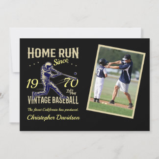 Personalisiertes Baseball-Foto Jahr Name Geburtsta Einladung